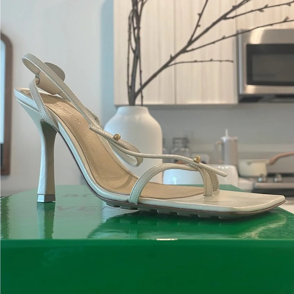Bottega Veneta White Stretch T Strap Heel Sandals Size 36 - Picture 6 of 9